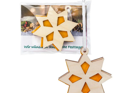 Stern-Anhänger aus Holz und Filz in Promotions-Tüte - Dekorationsartikel TK Gruppe® Grosshandel 