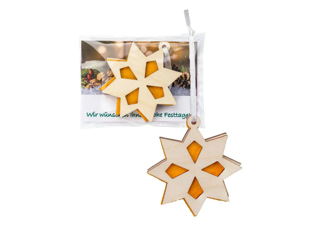 Stern-Anhänger aus Holz und Filz in Promotions-Tüte - Dekorationsartikel TK Gruppe® Grosshandel 