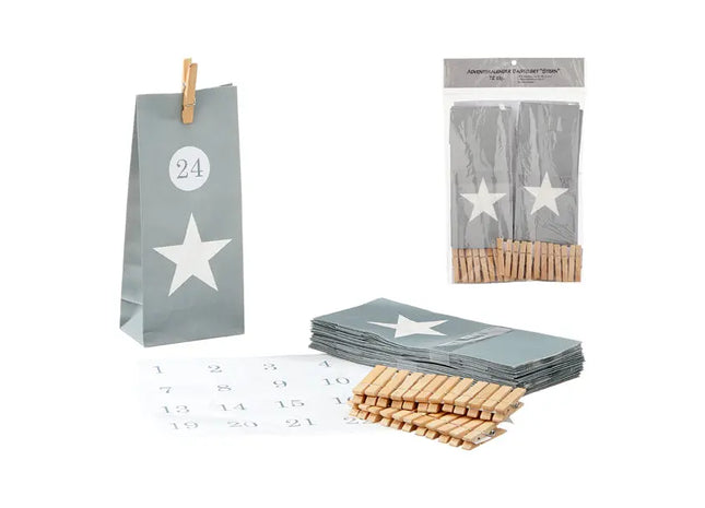 Sternen Adventskalender Bastelset, 72-teilig - Weihnachtlicher DIY Spaß TK Gruppe® Grosshandel 