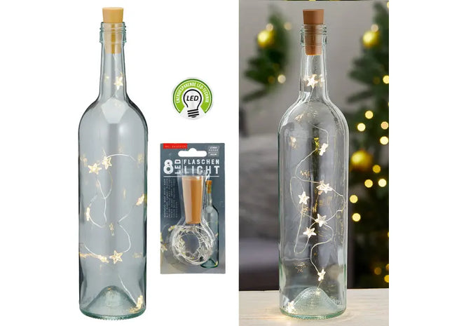 Sternen-LEDs Flaschenlichterkette, 8 LEDs, Länge 80cm TK Gruppe® Grosshandel 