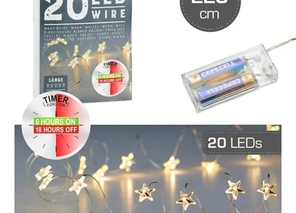 Sternenlichterkette Mikro, 20 LEDs, 220 cm mit Timer - Zauberhafte Beleuchtung TK Gruppe® Grosshandel 