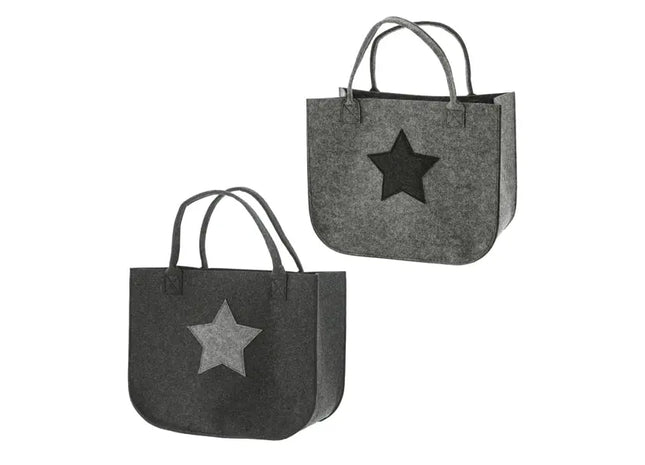 Sternenmuster Filz-Handtaschen, 2er-Set, 40x32x20cm - Modische Alltagstaschen TK Gruppe® Grosshandel 