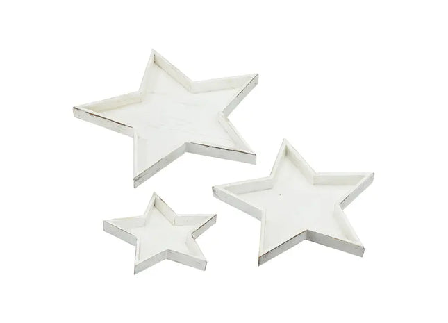 Sternförmige Dekoteller in Antikweiß, 3er Set – Eleganz für Ihr Heim TK Gruppe® Grosshandel 
