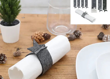 Sternförmige Filz-Serviettenringe, 4er-Set, Dekorative Tischaccessoires TK Gruppe® Grosshandel 