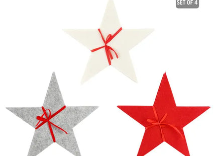 Sternförmige Filzuntersetzer, 4er-Set, Durchmesser 28cm - Stilvoll & Schützend TK Gruppe® Grosshandel 