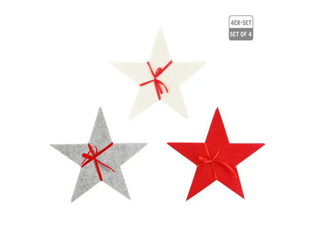 Sternförmige Filzuntersetzer, 4er-Set, Durchmesser 38cm - Dekorativ & Praktisch TK Gruppe® Grosshandel 