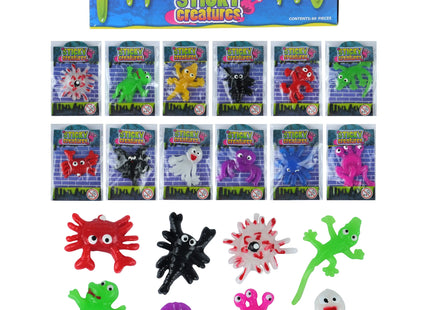 Sticky Creatures Spielzeug, 5–6 cm, 12 Designs in verschiedenen Farben – lustiges Quetschspielzeug TK Gruppe® Grosshandel 