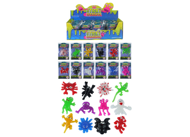 Sticky Creatures Spielzeug, 5–6 cm, 12 Designs in verschiedenen Farben – lustiges Quetschspielzeug TK Gruppe® Grosshandel 