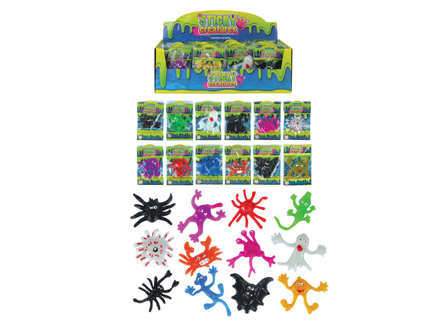Sticky Creatures Spielzeug, 9–11 cm, 12 Designs, verschiedene Farben – lustiges Spielzeug für Kinder TK Gruppe® Grosshandel 