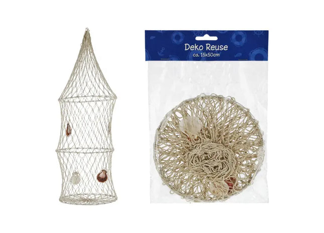 Stilvolle Deko-Fischreuse, Klein, Mit Zierde, 15x50 cm – Einzigartig & Praktisch TK Gruppe® Grosshandel 