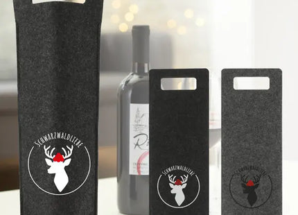 Stilvolle Filz Flaschentasche - Schwarzwaldliebe Design | 2er Set | Für 1 Weinflasche TK Gruppe® Grosshandel 
