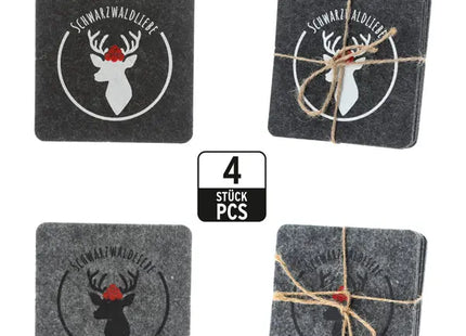 Stilvolle Filz Untersetzer - Schwarzwaldliebe Design | 4er Set | 2er Pack | Robust & Elegant TK Gruppe® Grosshandel 