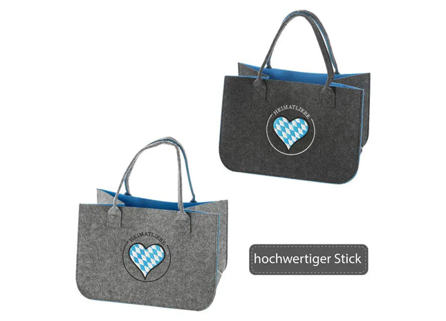 Stilvolle Filztasche - Heimatliebe Design | 2er Set | Robuste & Umweltfreundliche Handtasche TK Gruppe® Grosshandel 