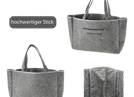 Stilvolle Graue Filz Einkaufstasche - Heimatliebe Design | Robust & Umweltfreundlich TK Gruppe® Grosshandel 