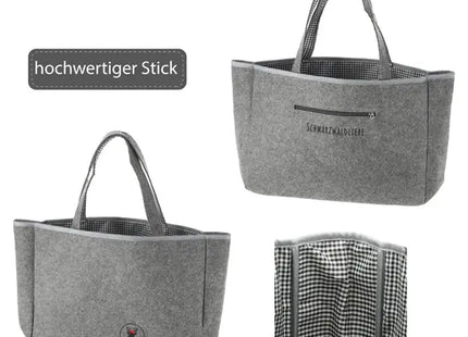 Stilvolle Graue Filz Einkaufstasche - Schwarzwaldliebe Design | Robust & Umweltfreundlich TK Gruppe® Grosshandel 