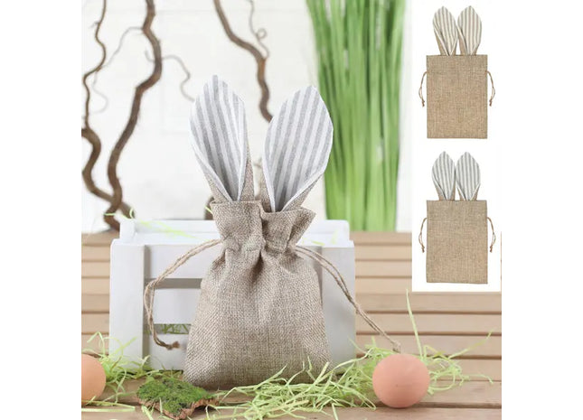 Stilvolle Hasen-Beutel, 2er-Set, ca. 28x13cm – Vielseitige Aufbewahrungsdeko TK Gruppe® Grosshandel 