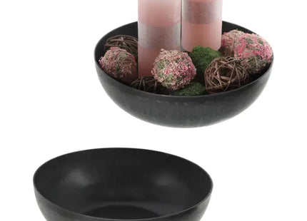 Stilvolle Runde Schale, Natur Grau, Groß, ca. 30cm Durchmesser - Dekoratives Wohnaccessoire TK Gruppe® Grosshandel 