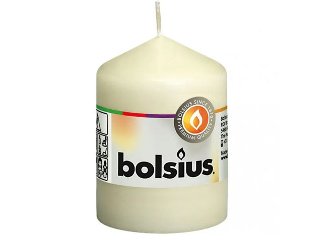 Stilvolle Säulenkerze in Champagnerfarbe, 80mm Höhe x 58mm Durchmesser - Elegantes Ambiente TK Gruppe® Grosshandel 