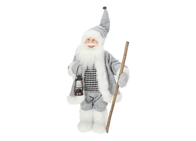 Stilvolle Weihnachtsmann-Statue, Stehend, Grau, 65 cm, Festliche Deko TK Gruppe® Grosshandel 