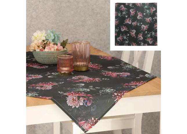 Stilvolle florale Tischdecke, ca. 85x85cm – Blumenmuster Tischläufer, quadratisch TK Gruppe® Grosshandel 