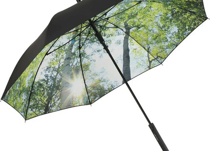 Stilvoller AC-Stockschirm FARE-Nature in Schwarz-Walddesign - Windfest, Langlebig & Elegant TK Gruppe® Grosshandel 