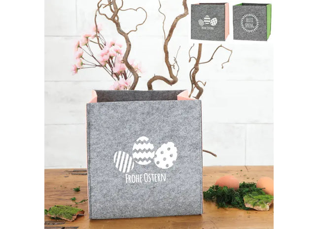 Stilvoller Filzkorb - Zweifarbig bedruckt, ca. 22x22cm | Dekorativer Filz-Aufbewahrungskorb TK Gruppe® Grosshandel 