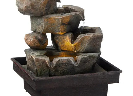 Stilvoller LED Zimmerbrunnen, modernes Design 2, ca. 22 cm Höhe – Beruhigende Wohnraumdekoration TK Gruppe® Grosshandel 