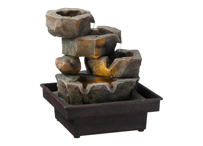 Stilvoller LED Zimmerbrunnen, modernes Design 2, ca. 22 cm Höhe – Beruhigende Wohnraumdekoration TK Gruppe® Grosshandel 