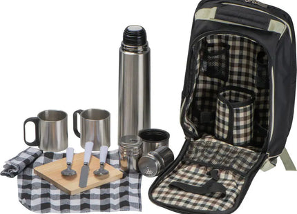 Stilvoller Picknick-Rucksack Georgia - Schwarz, Praktisch, Vielseitig, Leicht, Modern TK Gruppe® Grosshandel 