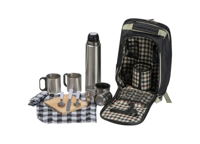 Stilvoller Picknick-Rucksack Georgia - Schwarz, Praktisch, Vielseitig, Leicht, Modern TK Gruppe® Grosshandel 