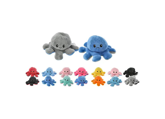 Stimmungs-Oktopus Wende-Plüschtier, Emotionsanzeige, 20 cm, Gefühlswechsel TK Gruppe® Grosshandel 