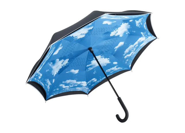 Stockschirm FARE-Contrary - schwarz mit Wolken-Design: Stilvoll, robust, wetterfest TK Gruppe® Grosshandel 