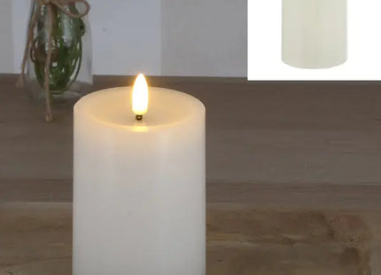 Strahlende LED Echtwachskerze, Cremefarben, ca. 7,5x10cmH - Atmosphäre voller Glanz TK Gruppe® Grosshandel 