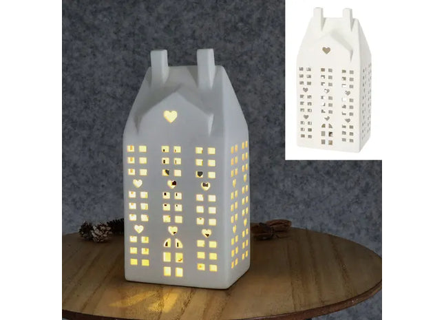 Strahlendes Haus in Weiß, Herzform, M, ca. 22cmH - Verbreiten Sie Wärme und Liebe mit LED-Design TK Gruppe® Grosshandel 