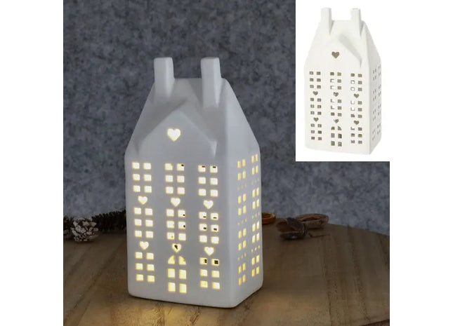 Strahlendes Haus in Weiß, Herzform, S, ca. 18cmH - Schaffen Sie eine einladende Atmosphäre mit LED-Design TK Gruppe® Grosshandel 