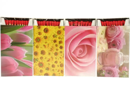 Streichhölzer mit Blumenmotiven, 50er Pack, 6 Designs, 12.5x6.5x2cm - Vintage-Stil TK Gruppe® Grosshandel 