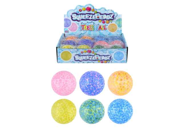 Stressball mit Perlen 7cm, 6 verschiedene Designs - Entspannungsball, Anti-Stress-Spielzeug TK Gruppe® Grosshandel 
