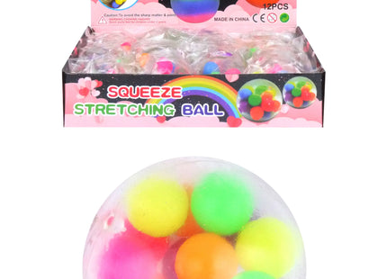 Stressball mit Pompons, 6 cm, Bunter Anti-Stress-Ball, verschiedene Farben TK Gruppe® Grosshandel 