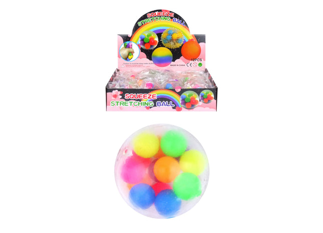 Stressball mit Pompons, 6 cm, Bunter Anti-Stress-Ball, verschiedene Farben TK Gruppe® Grosshandel 