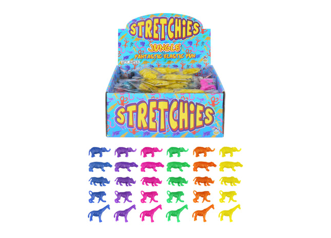 Stretch Tiere Dschungel, 5-6 cm, 6 Designs in 6 Farben - Flexibles Spielzeug für Kinder TK Gruppe® Grosshandel 