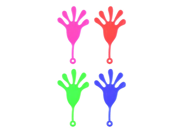 Stretch-klebrige Hand, 11 cm mit 5 cm Kordel, 4 Farben - Spaß & Fangspielzeug TK Gruppe® Grosshandel 
