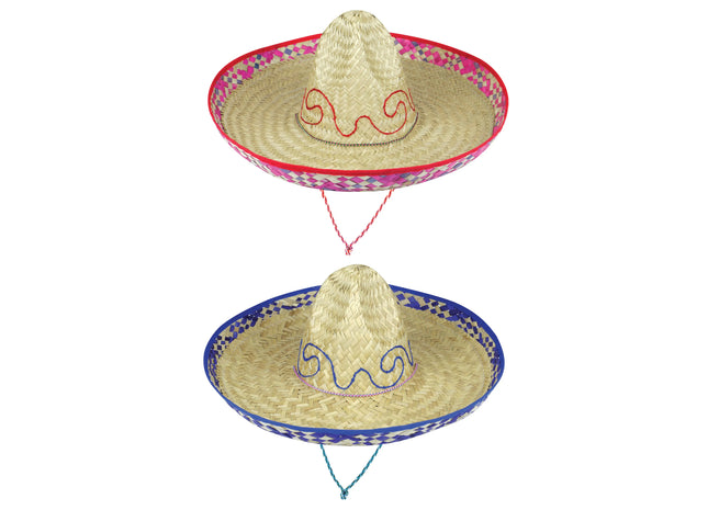 Stroh-Sombrero-Hut mit Stickerei, 2 verschiedene Designs – traditionelle mexikanische Kopfbedeckung TK Gruppe® Grosshandel 