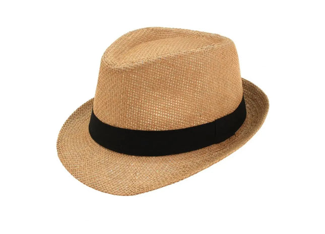 Strohhut "Fedora" mit schwarzem Band TK Gruppe® Grosshandel 