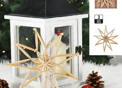 Strohsterne Deko, 3er Set, Handgefertigt, Durchmesser ca. 20cm TK Gruppe® Grosshandel 