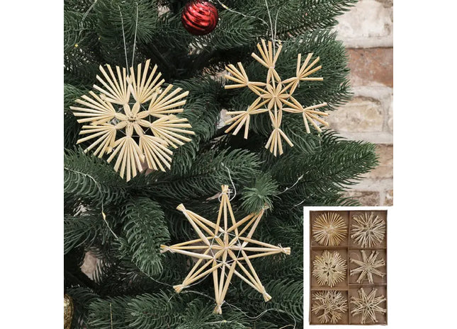 Strohsterne Weihnachtsschmuck, 18er Set, Durchmesser ca. 10 cm – Traditionelle Dekoration TK Gruppe® Grosshandel 