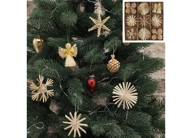 Strohsterne Weihnachtsschmuck, 32er Set, Durchmesser ca. 6 cm – Traditionelle Festdeko TK Gruppe® Grosshandel 
