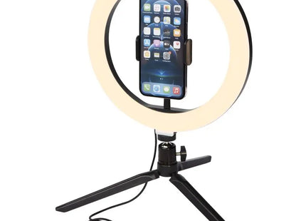 Studio Ringleuchte für Selfies & Vlogging mit Handyhalterung & Stativ - Schwarz TK Gruppe® Grosshandel 