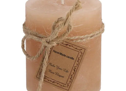 Stumpenkerze, gefrostet, 7x8 cm, klein, sanftes Hellbraun – Elegante Deko TK Gruppe® Grosshandel 