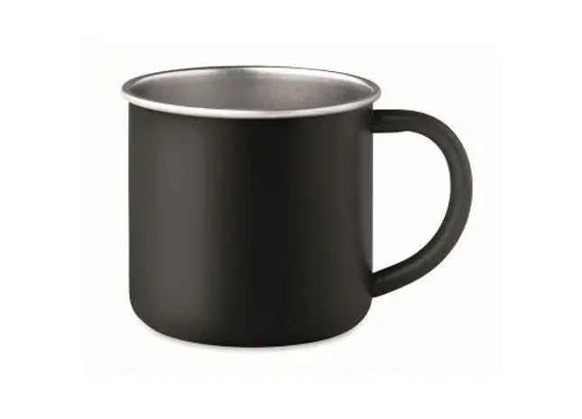 Stylischer CARIBU Becher aus recyceltem Edelstahl - schwarz Umweltfreundlicher Reisebecher TK Gruppe® Grosshandel 
