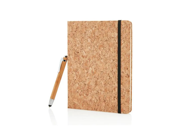 A5 Kork Notizbuch mit Bambus Kugelschreiber/Stylus - Braun TK Gruppe® Grosshandel 